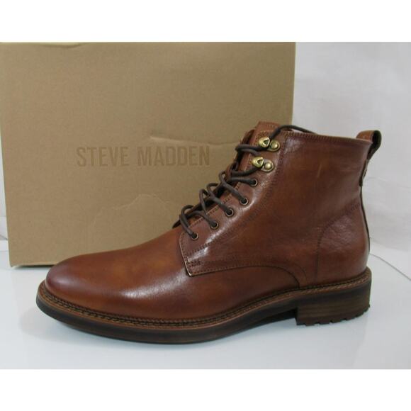 Men\'s Shoes Size 11 Steve Madden Noby Lace Up Ankle Boots Tan Leather main image 6